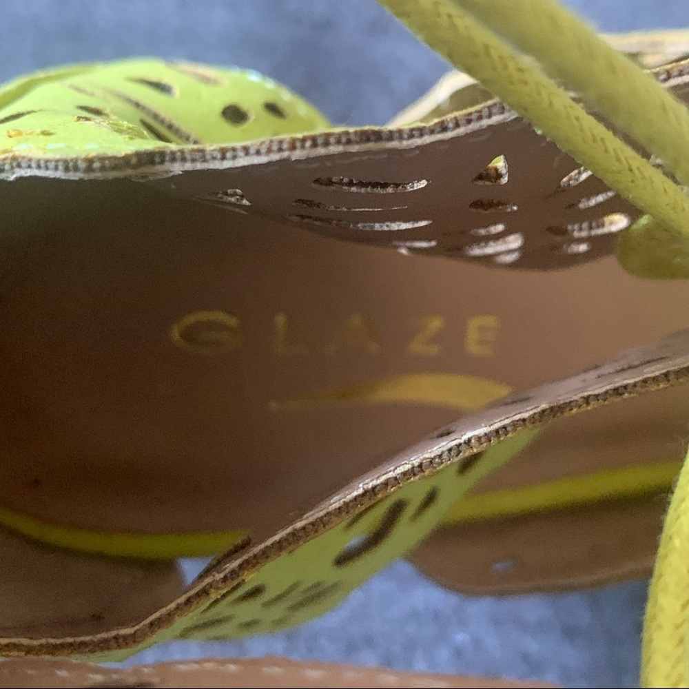 Glaze Neon Yellow Cutout Design Lace-up High Heels - Picture 11 of 12